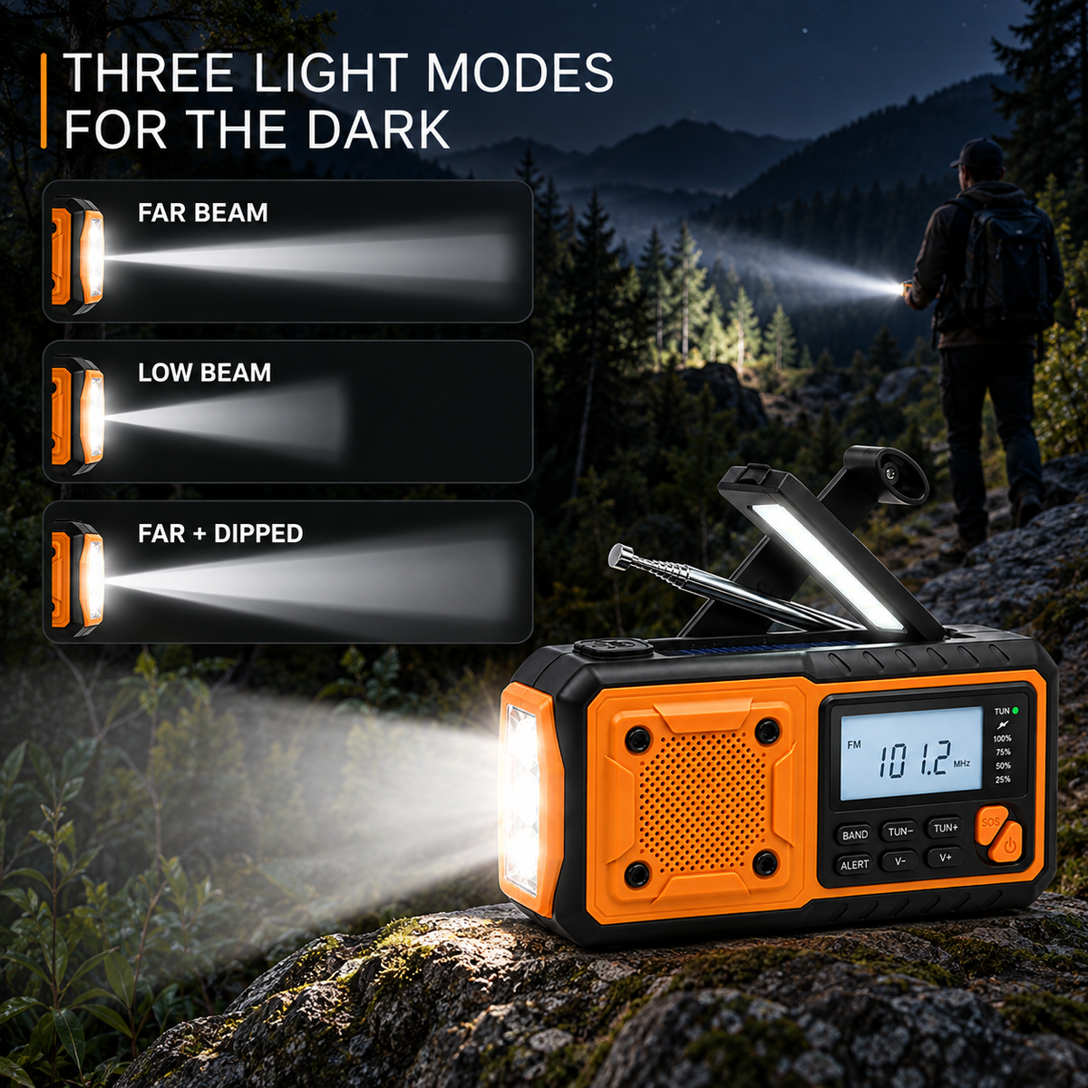 Emergency Crank Radio with Solar and Bluetooth