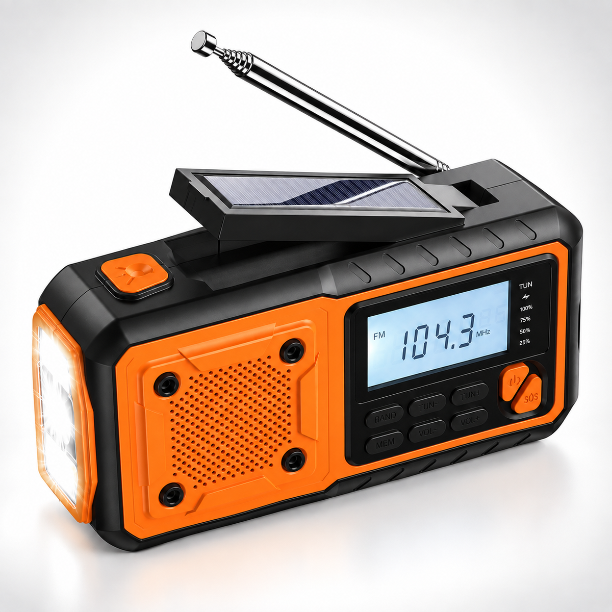 Emergency Crank Radio with Solar and Bluetooth