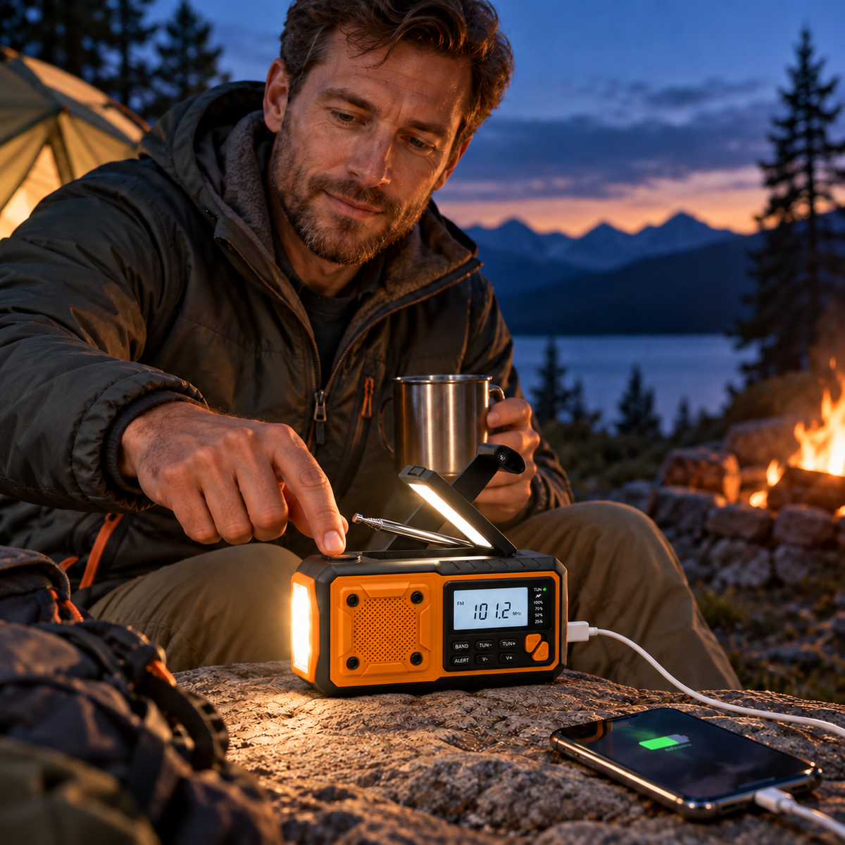 Emergency Crank Radio with Solar and Bluetooth