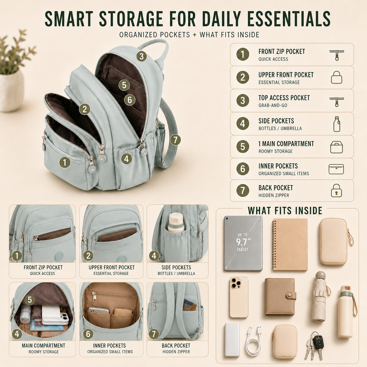 Lightweight Waterproof Mini Backpack