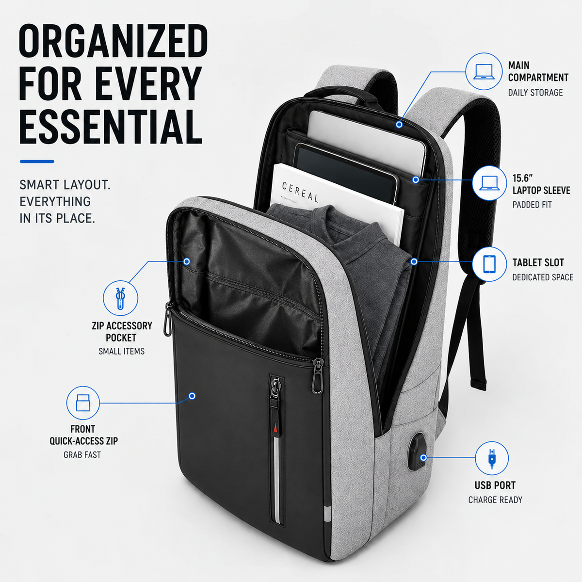 Waterproof Business Laptop Backpack 15.6 Inch