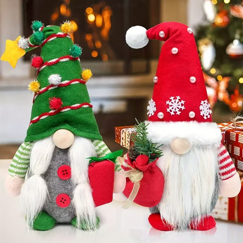 2pcs Holiday Christmas Dwarf Plush Decorations
