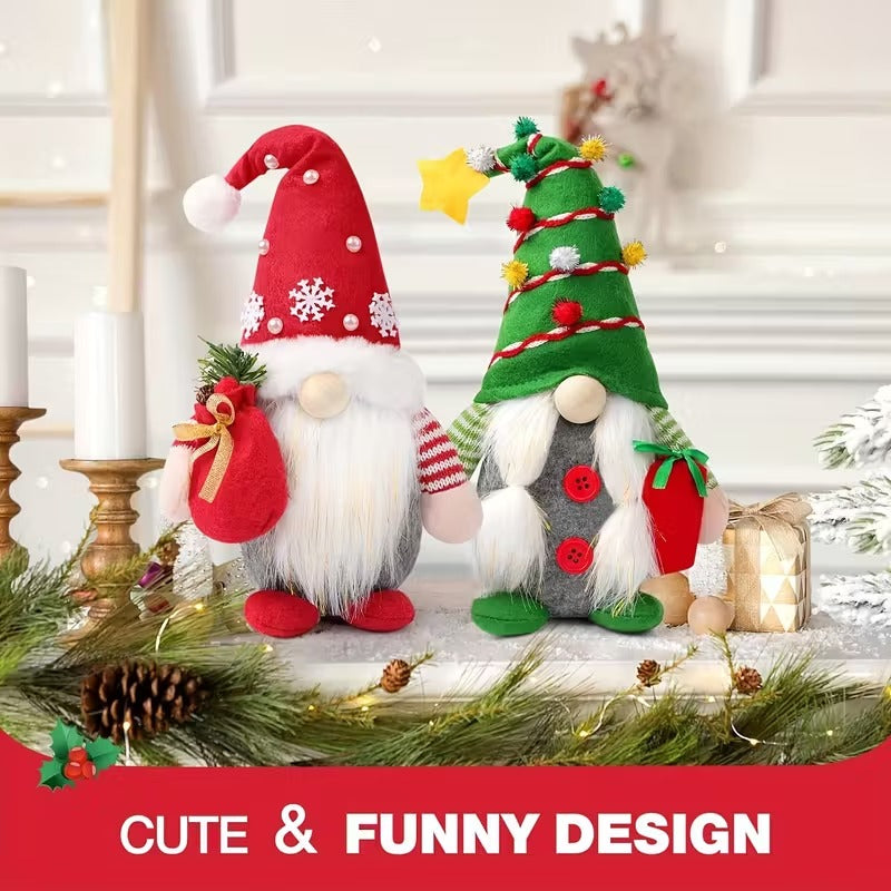 2pcs Holiday Christmas Dwarf Plush Decorations