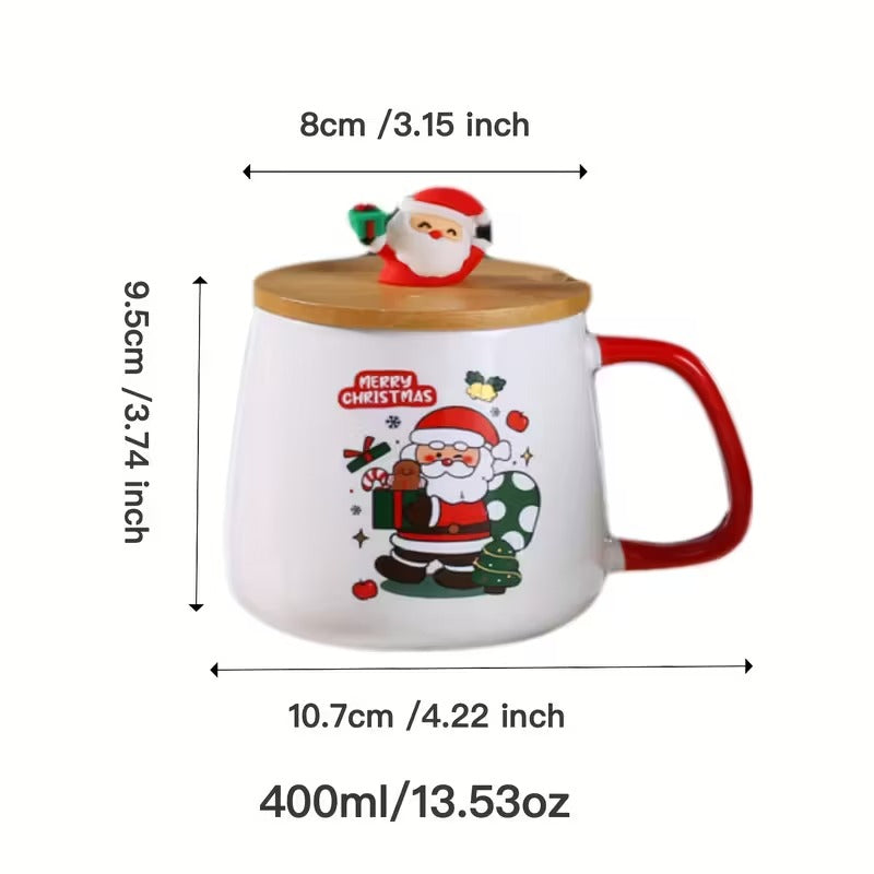 3pcs Christmas Gift Set – Ceramic Cup with Lid & Spoon