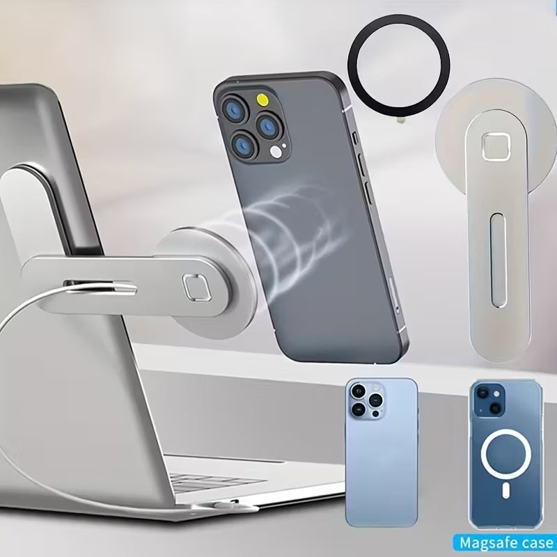 Adjustable Aluminum Laptop Stand with Magnetic Phone Holder