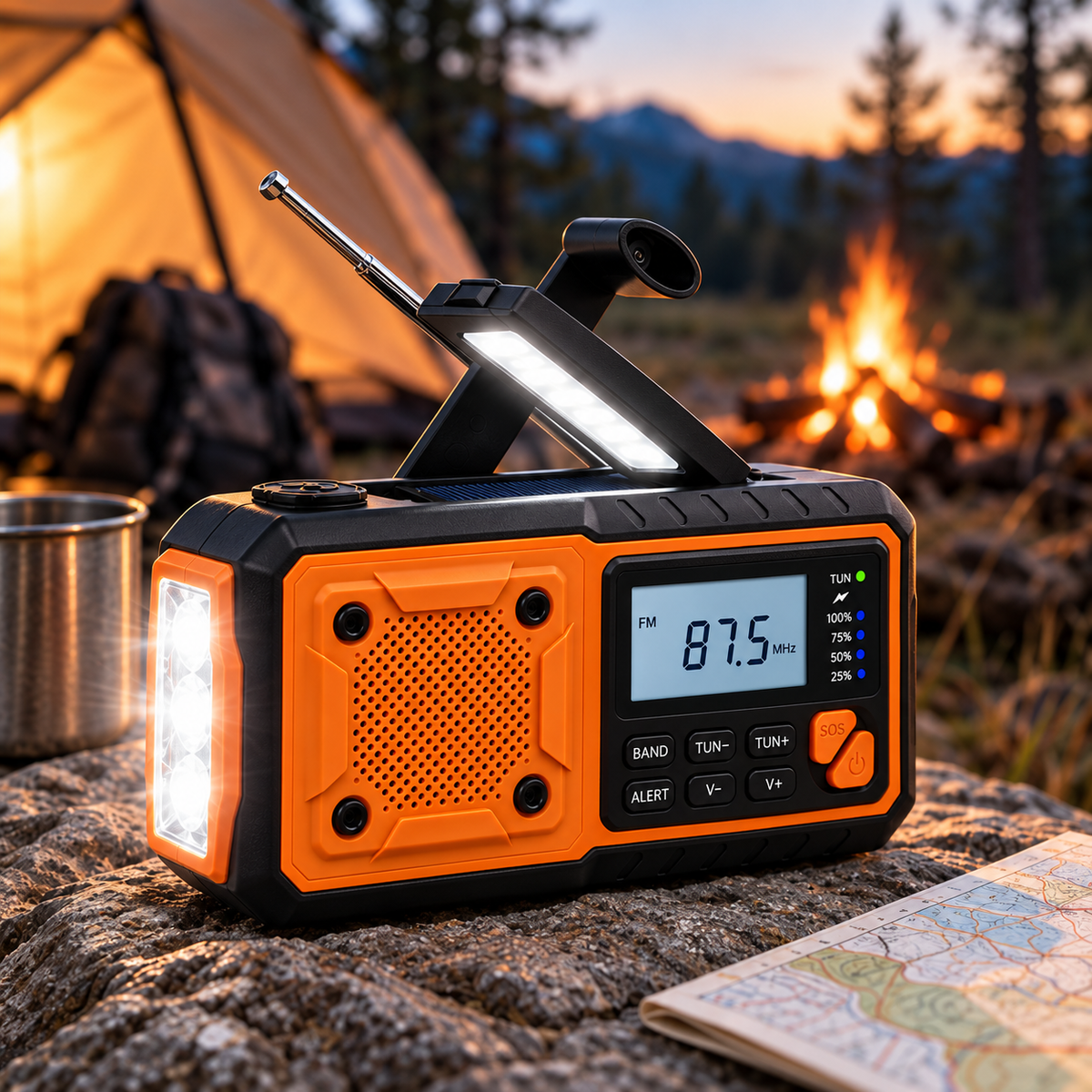 Emergency Crank Radio with Solar and Bluetooth