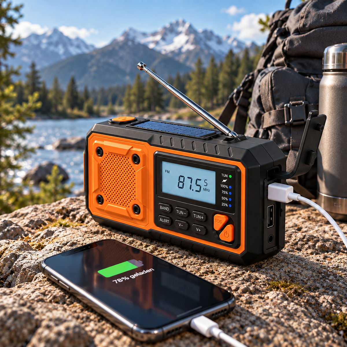 Emergency Crank Radio with Solar and Bluetooth