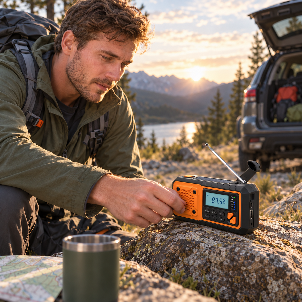 Emergency Crank Radio with Solar and Bluetooth