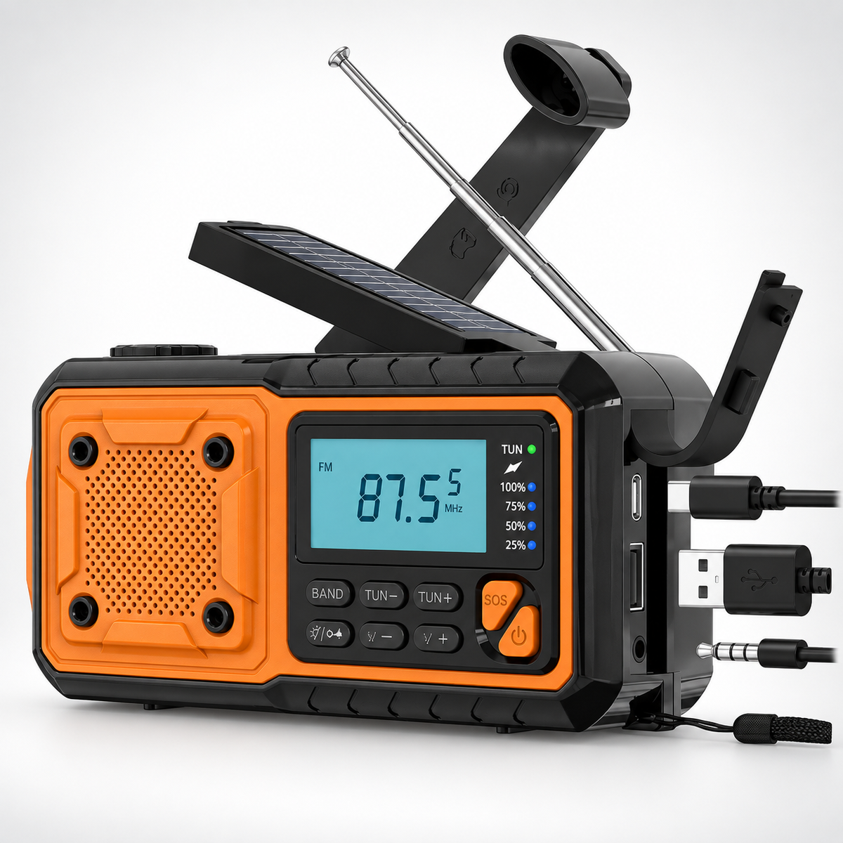 Emergency Crank Radio with Solar and Bluetooth