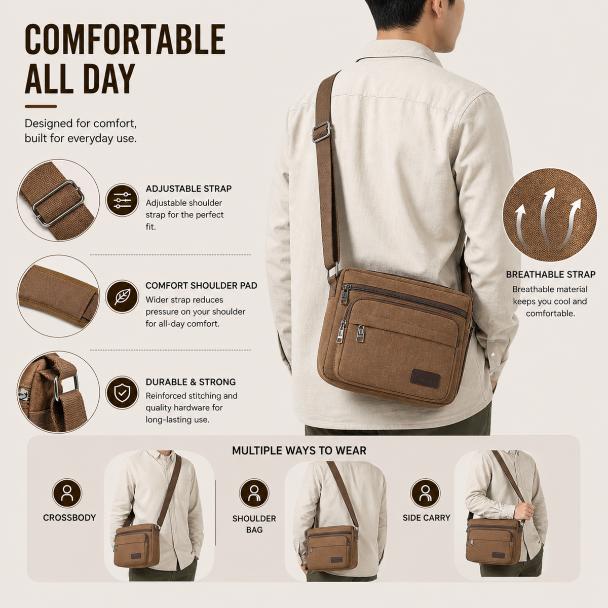Canvas Crossbody Messenger Bag