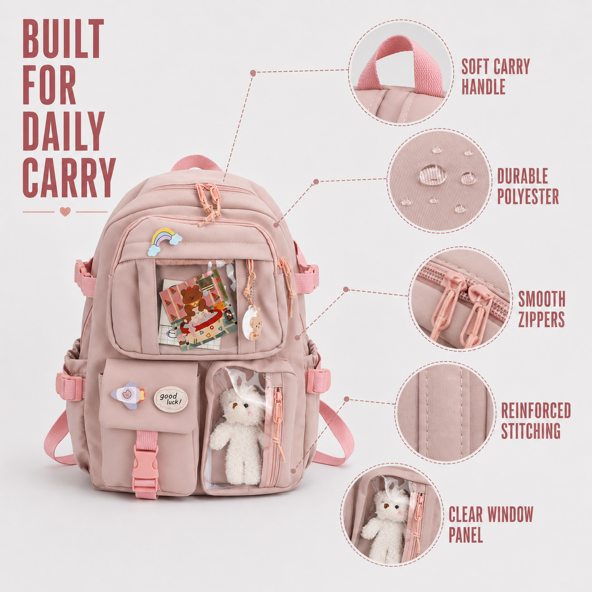 Cute Student Backpack with Laptop Sleeve