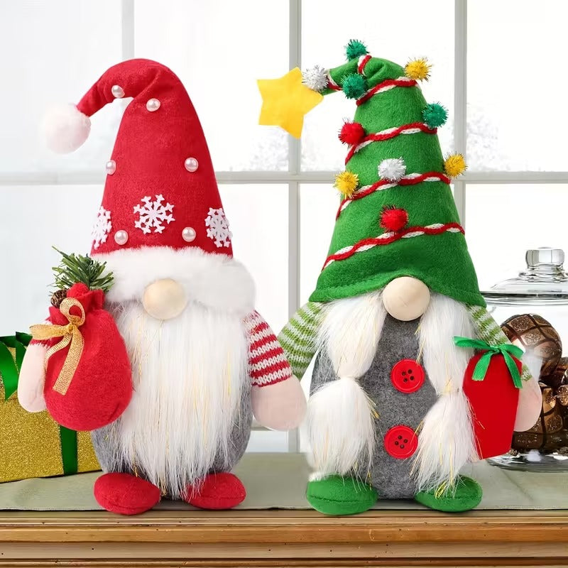 2pcs Holiday Christmas Dwarf Plush Decorations