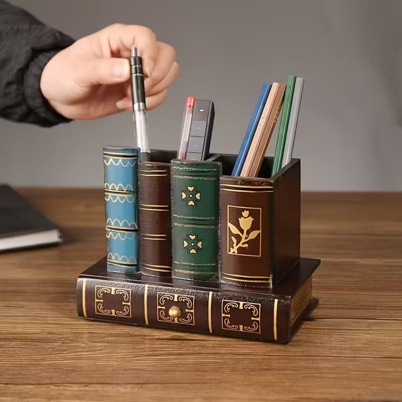Vintage European Wooden Pen Holder