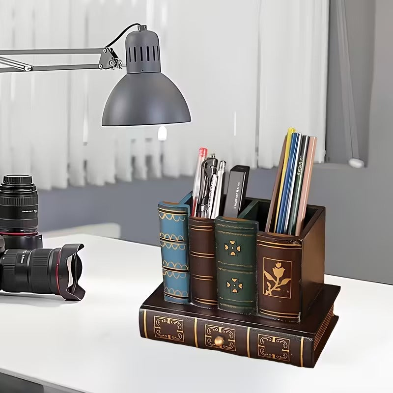 Vintage European Wooden Pen Holder