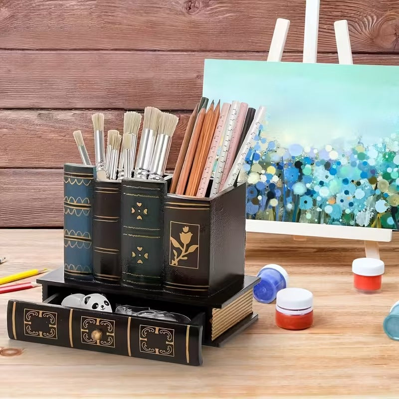 Vintage European Wooden Pen Holder
