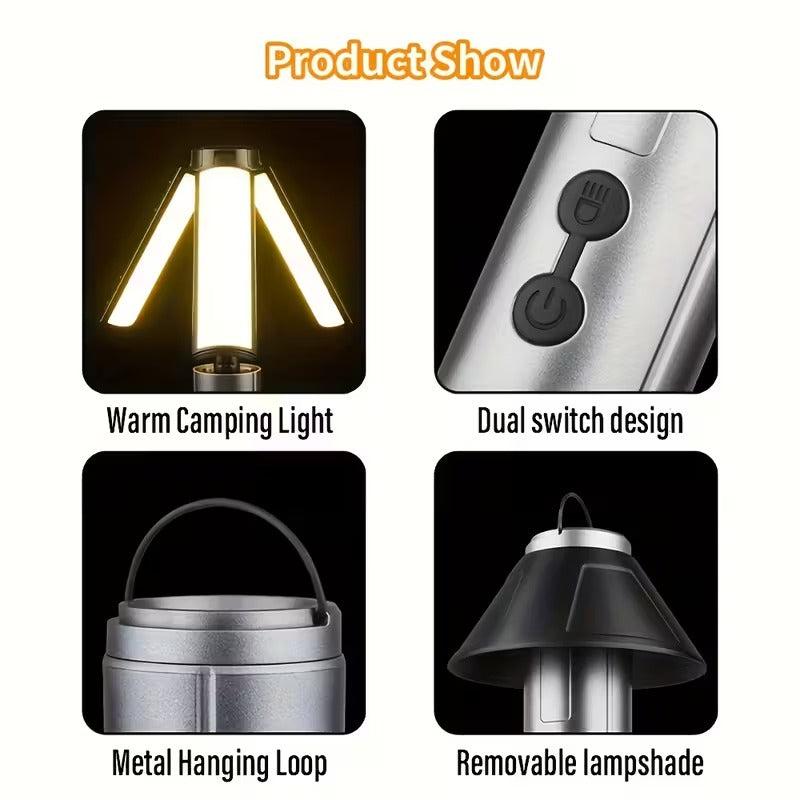 2-in-1 LED Camping Light with High Brightness Flashlight